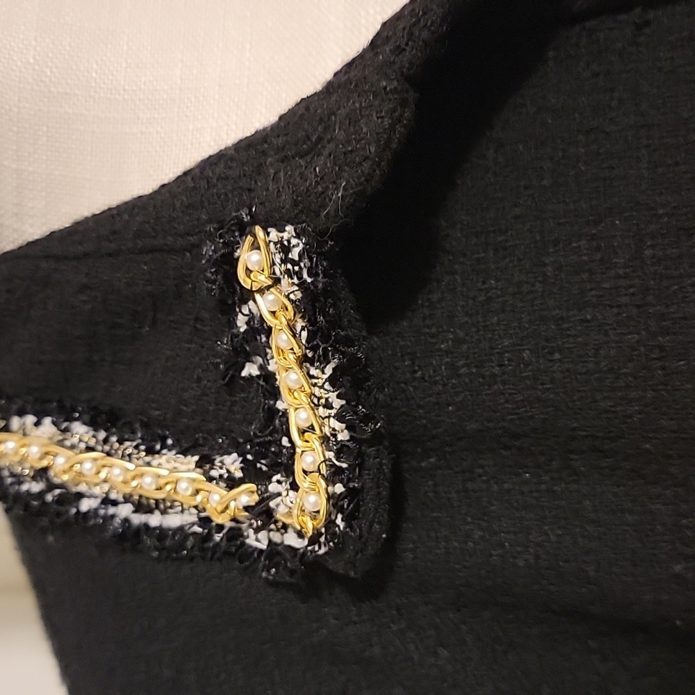 Black Women's BLAZER with Gold Accents - Picture 2 of 9